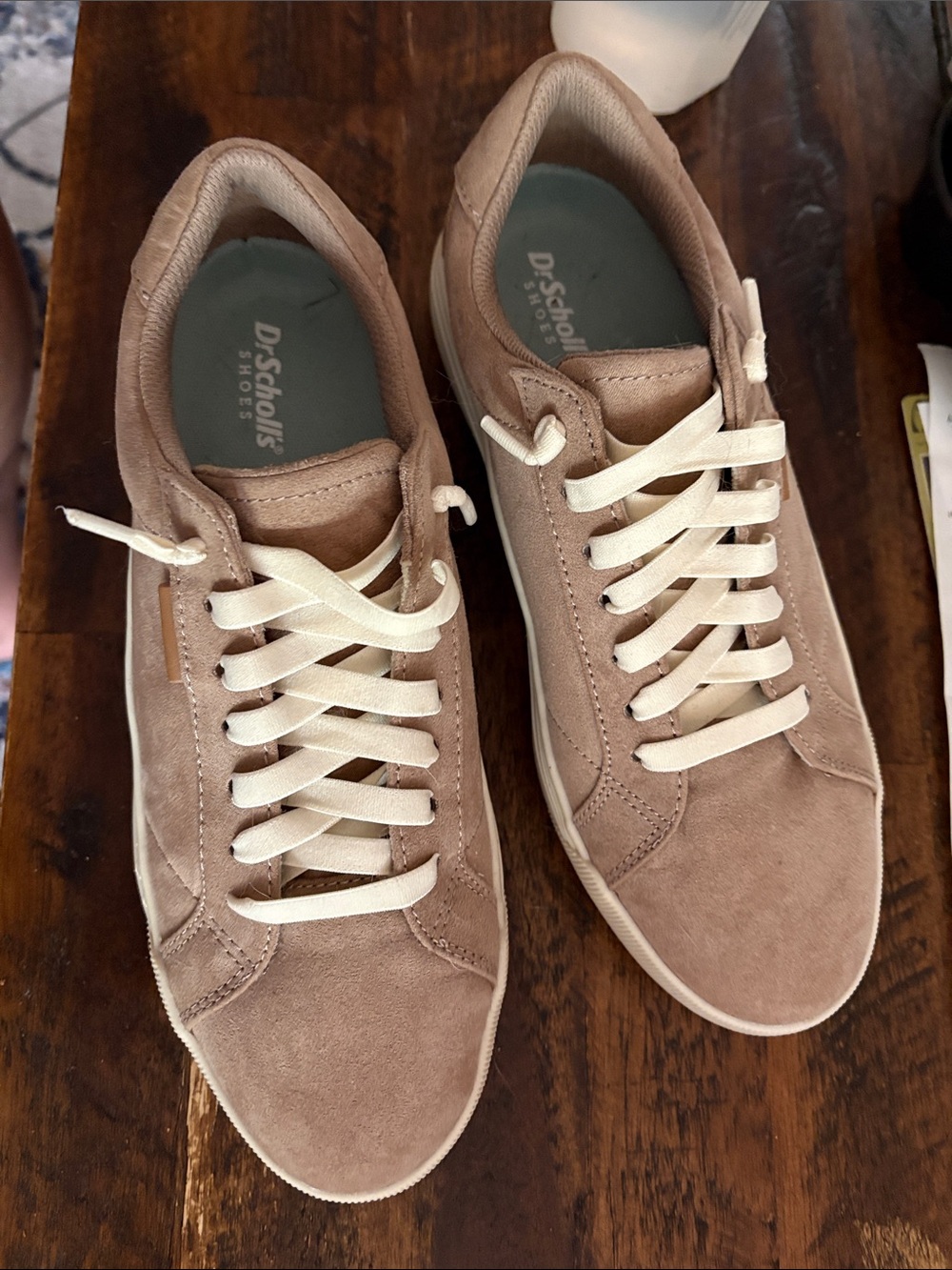 Dr. Scholl's Women's Suede Sneakers - Taupe with Cream Laces